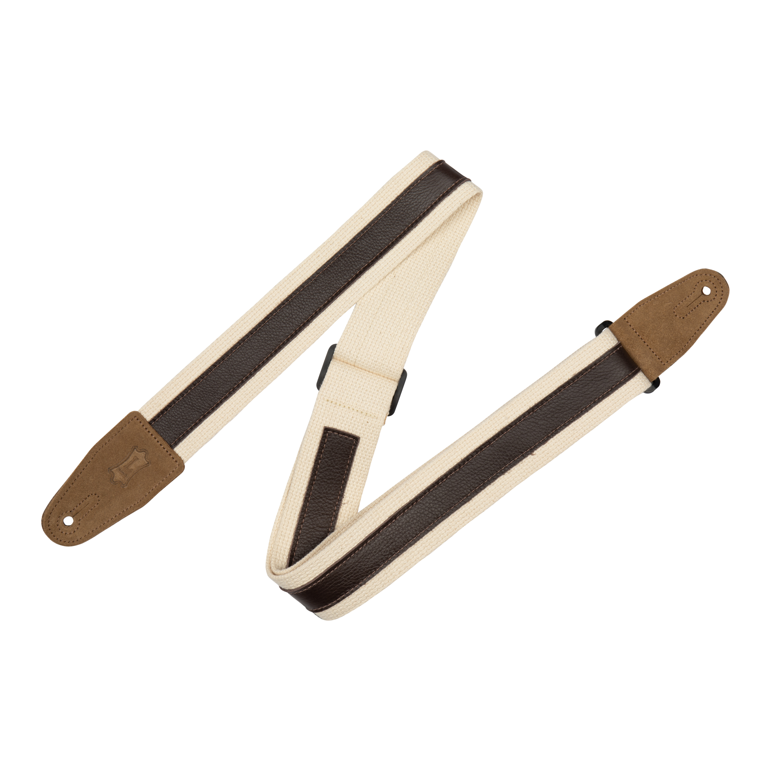 Levy's MC2CG 2-inch Cotton Combo Guitar Strap - Dark Brown Leather on Natural Cotton