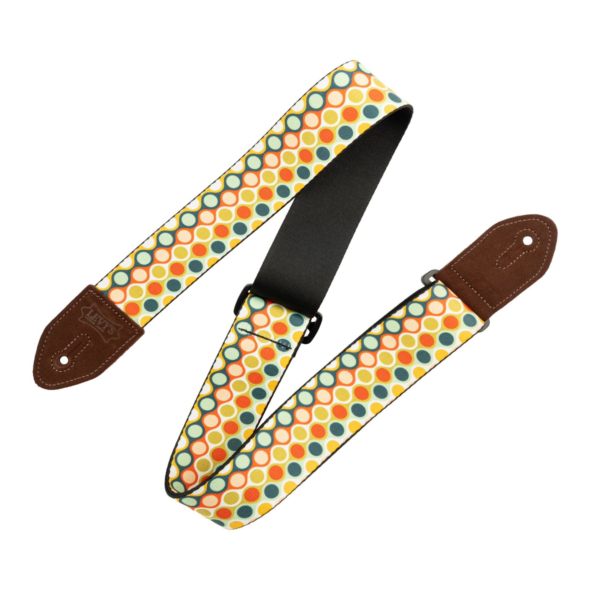 Levy's Mid Century Modern Series Guitar Strap - Red, Blue, Green, and Gold MCM Bubbles