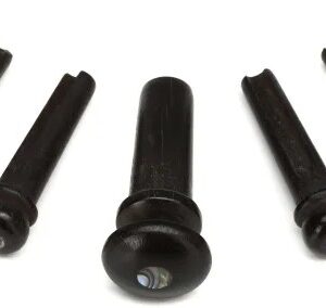 D'Addario Wood Bridge Pins (set of 6) - Ebony with Abalone Inlay
