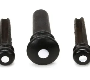 D'Addario Wood Bridge Pins (set of 6) - Ebony with Pearl Inlay