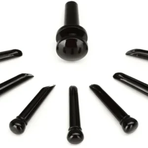D'Addario Plastic Bridge Pins (set of 6) with End Pin - Ebony