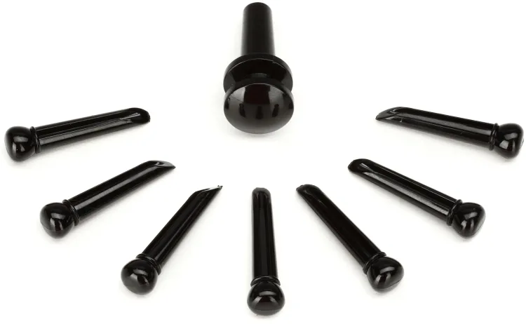 D'Addario Plastic Bridge Pins (set of 6) with End Pin - Ebony