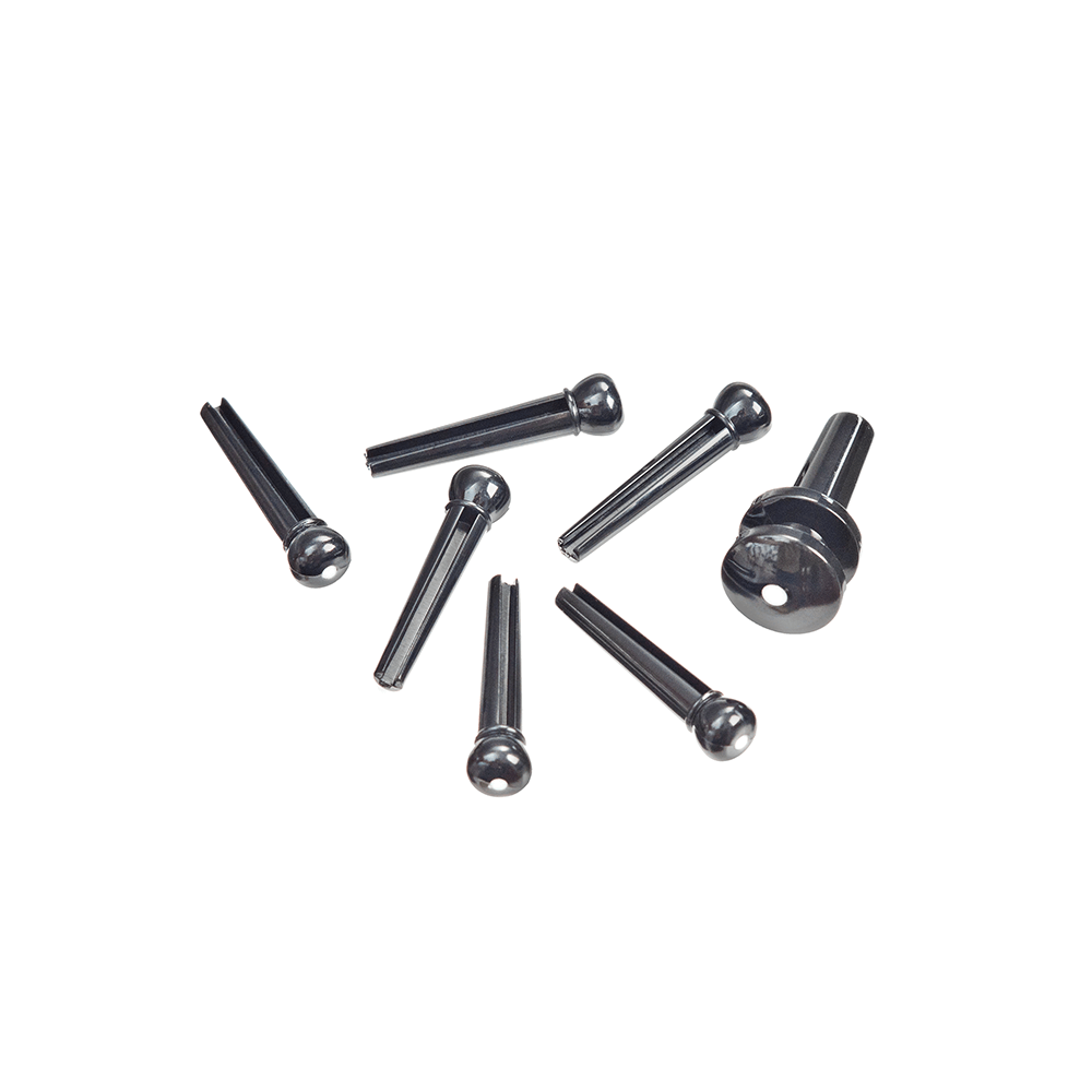 D'Addario Plastic Bridge Pins (set of 6) with End Pin - Ebony - Image 2