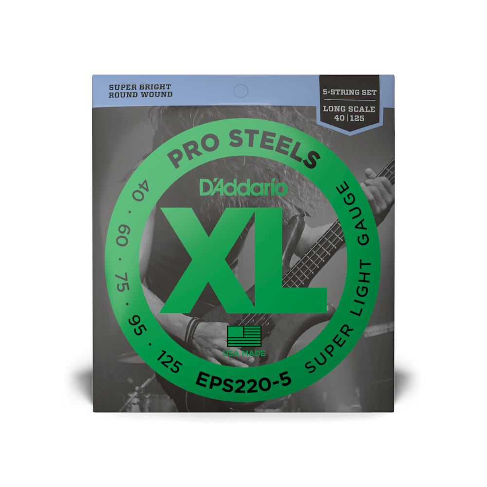 D'Addario 40-125 Super Light 5-String, Long Scale, XL ProSteels Bass Strings