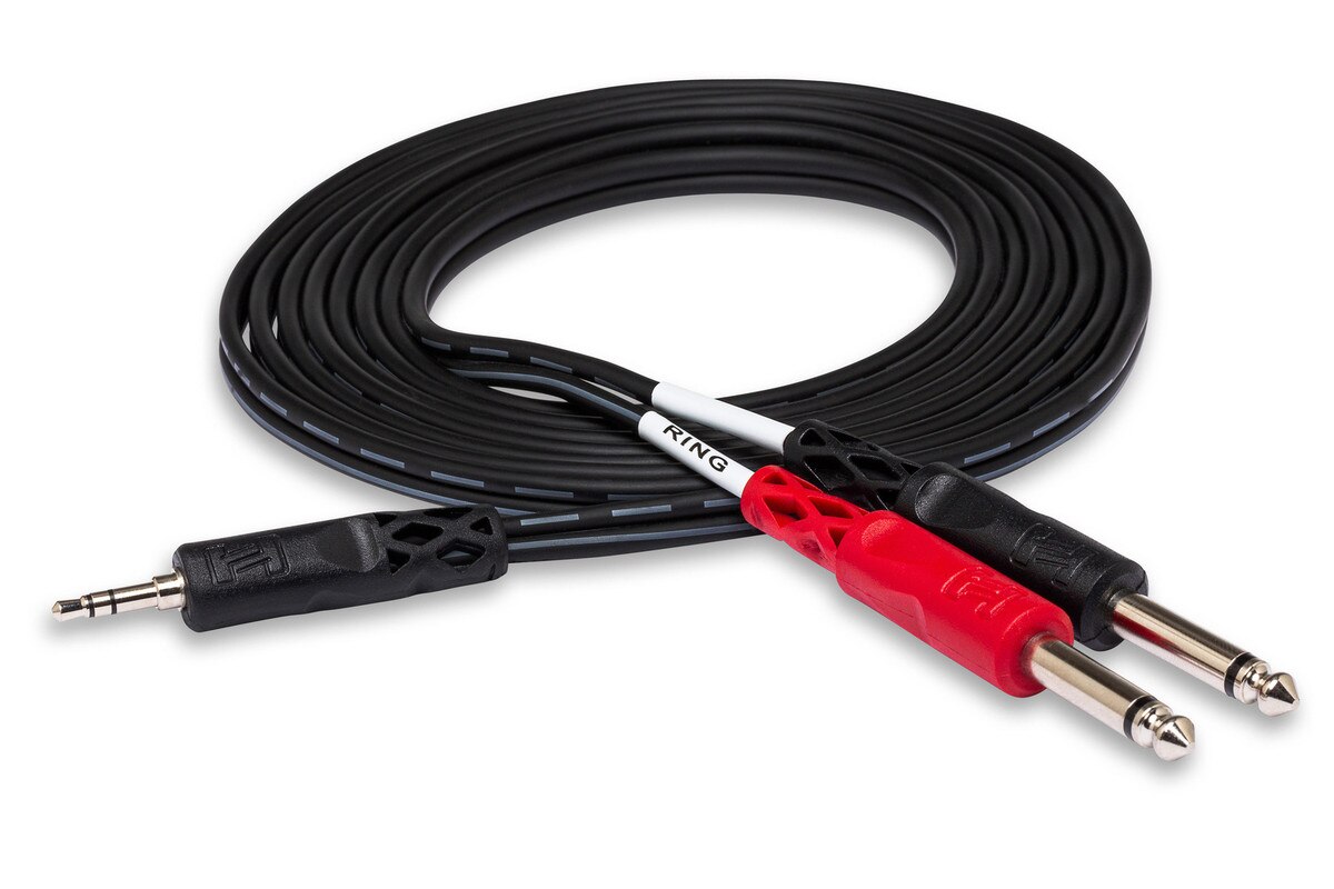 Hosa CMP-153 Stereo Breakout Cable - 3.5mm TRS Male to Left and Right 1/4-inch TS Male - 3 foot